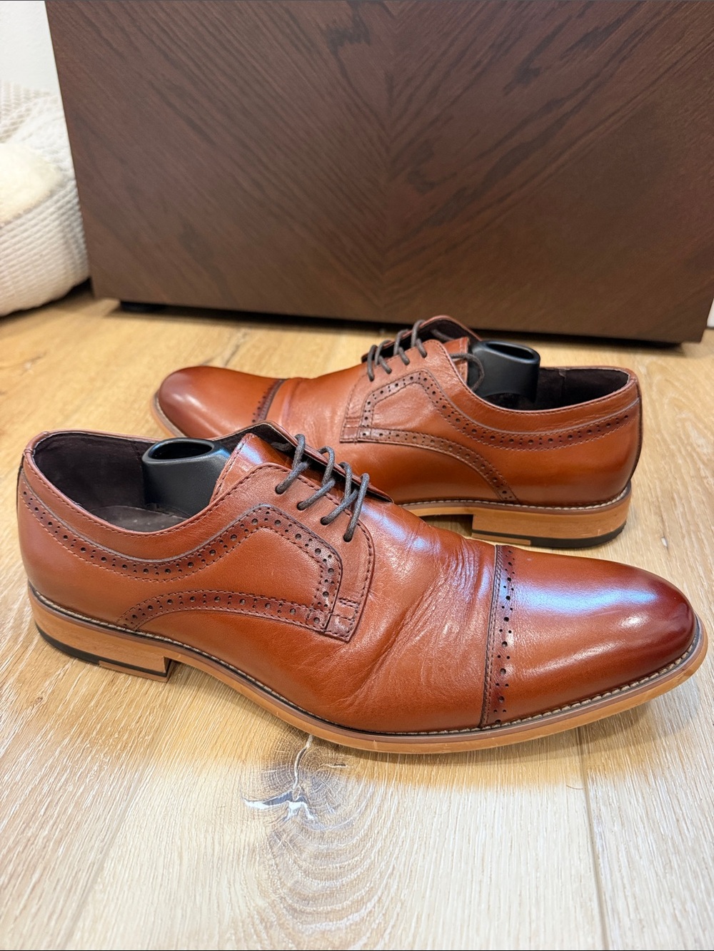 Stacy Adams Brown Leather Cap-Toe Oxford Dress Shoes Mens Size 11.5